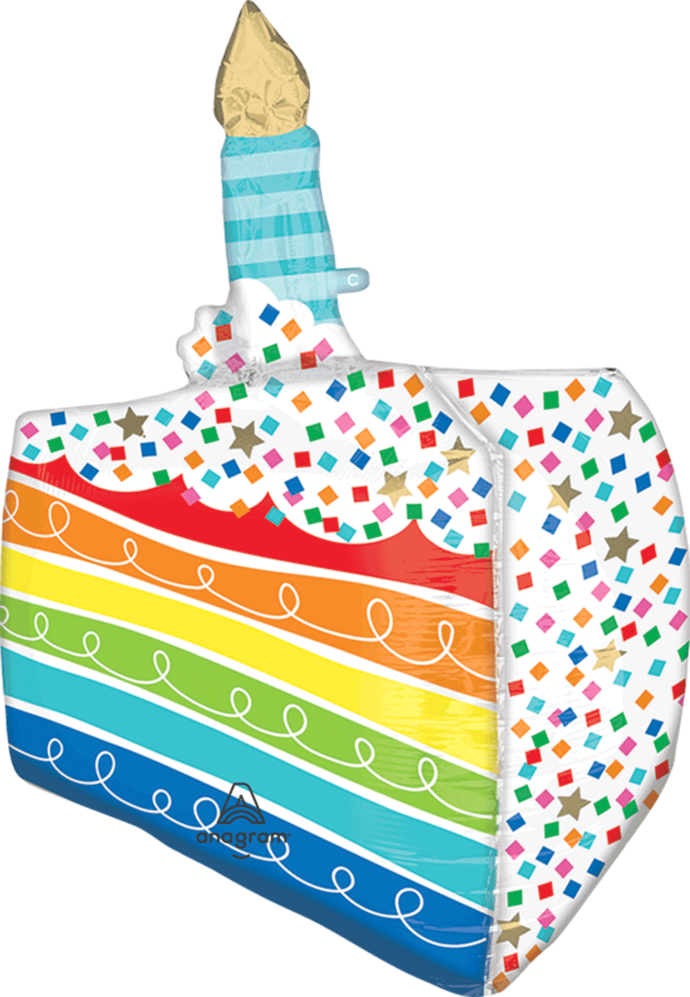 Rainbow Birthday Wishes Cake Slice